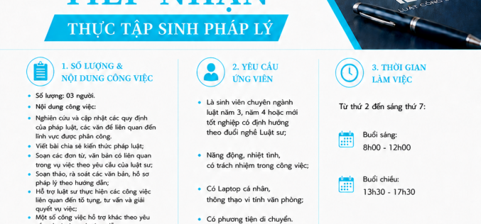 ⚖️ CÔNG TY LUẬT TNHH MTV CÔNG BÌNH – THÔNG BÁO TIẾP NHẬN THỰC TẬP SINH PHÁP LÝ